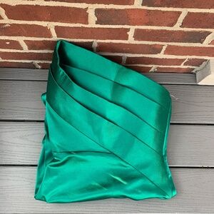 Betsy & Adam Royal Strapless Satin Mermaid Gown